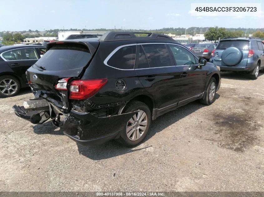 2015 Subaru Outback 2.5I Premium VIN: 4S4BSACC3F3206723 Lot: 40137908