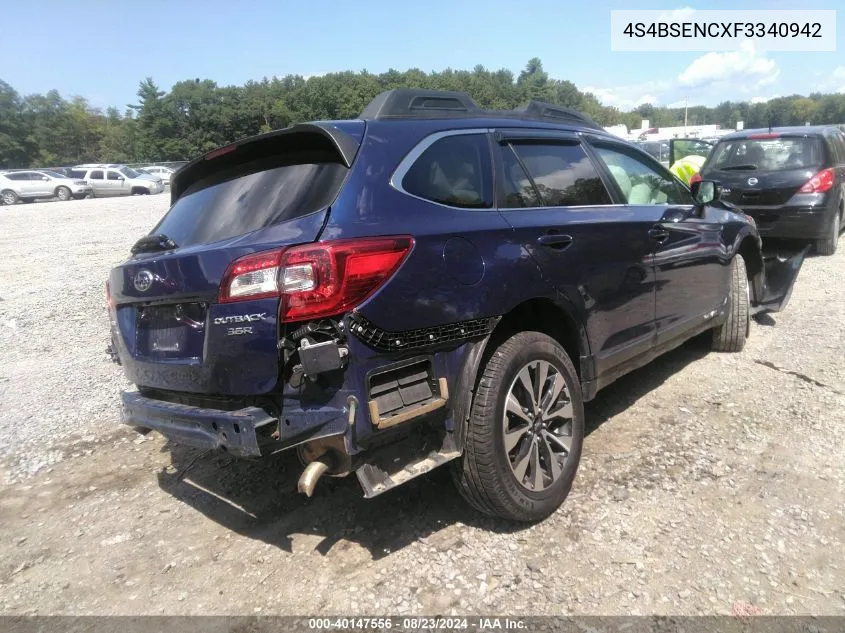 2015 Subaru Outback 3.6R Limited VIN: 4S4BSENCXF3340942 Lot: 40147556