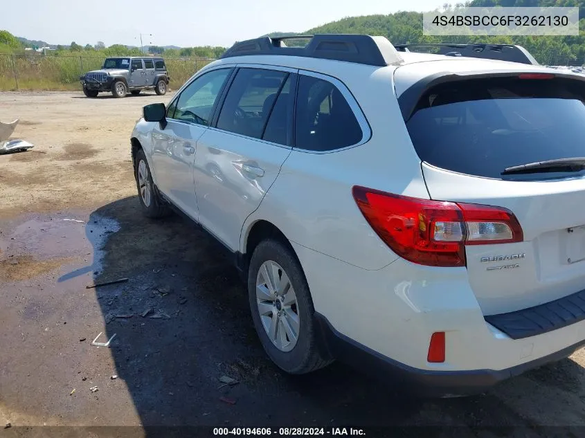 2015 Subaru Outback 2.5I Premium VIN: 4S4BSBCC6F3262130 Lot: 40194606