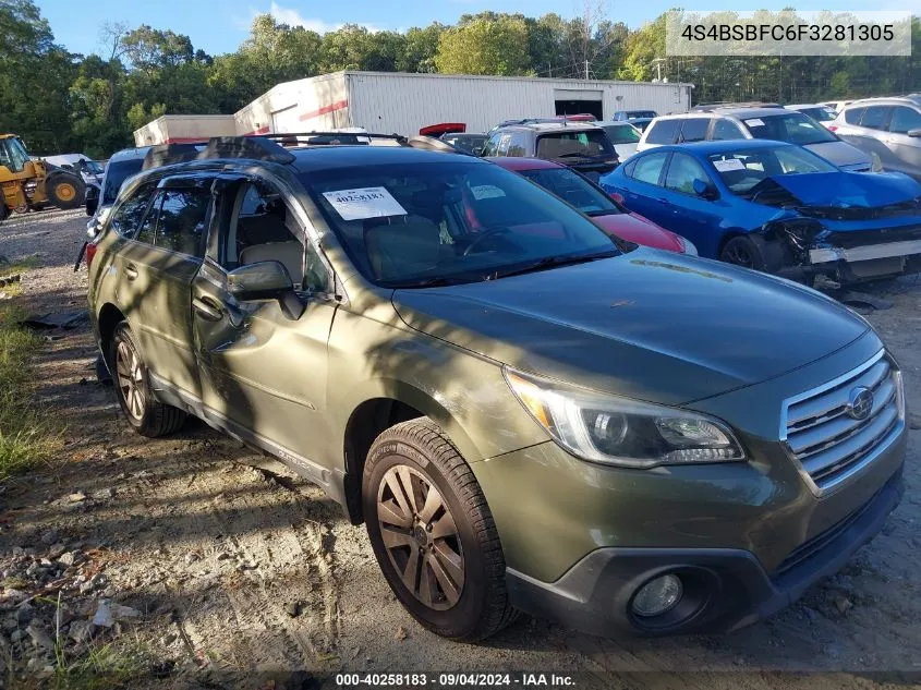 2015 Subaru Outback 2.5I Premium VIN: 4S4BSBFC6F3281305 Lot: 40258183