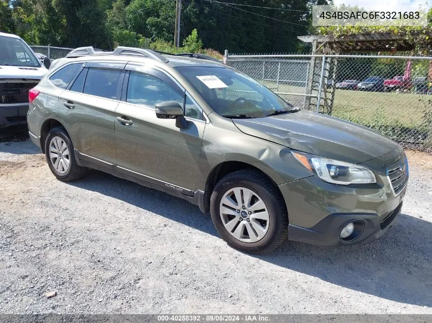 2015 Subaru Outback 2.5I Premium VIN: 4S4BSAFC6F3321683 Lot: 40258392