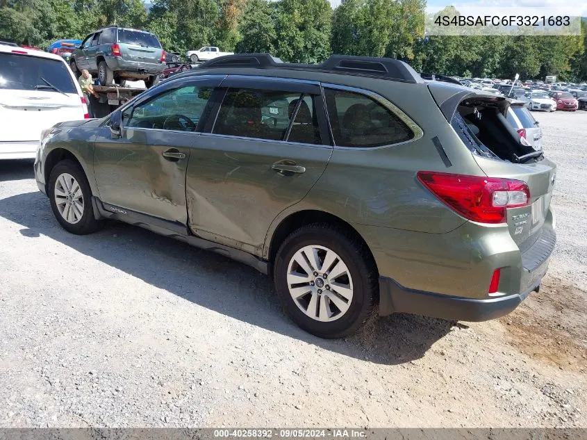 2015 Subaru Outback 2.5I Premium VIN: 4S4BSAFC6F3321683 Lot: 40258392