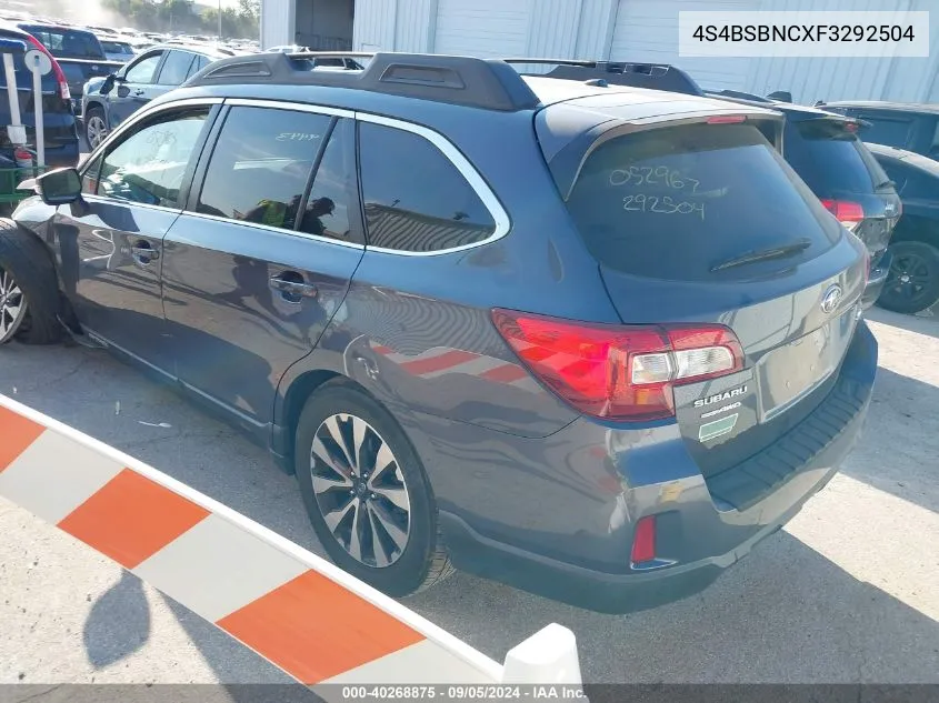 2015 Subaru Outback 2.5I Limited VIN: 4S4BSBNCXF3292504 Lot: 40268875