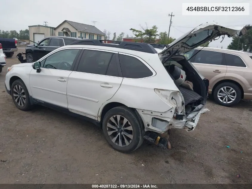 4S4BSBLC5F3212366 2015 Subaru Outback 2.5I Limited