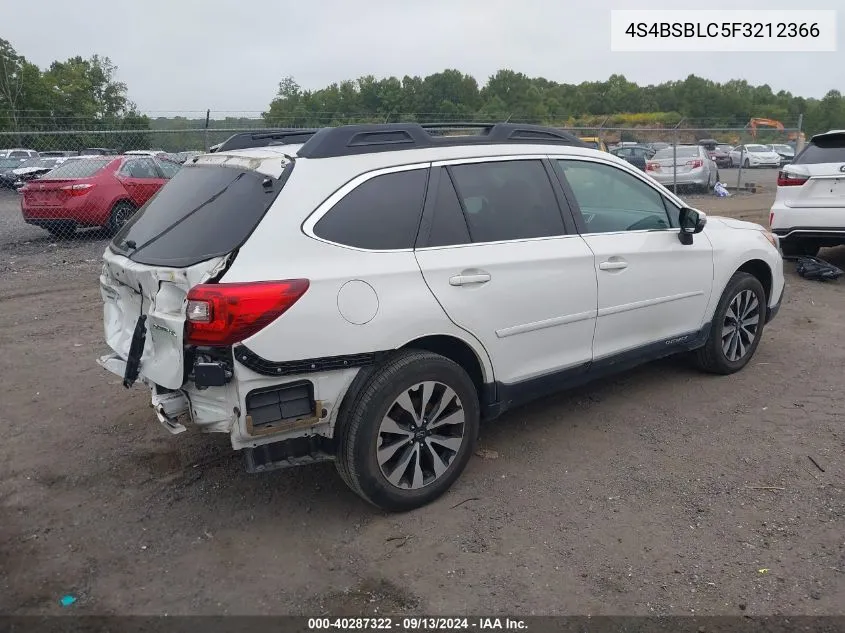 2015 Subaru Outback 2.5I Limited VIN: 4S4BSBLC5F3212366 Lot: 40287322