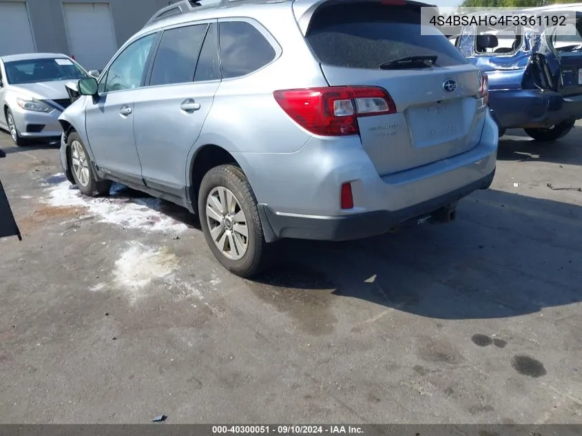 4S4BSAHC4F3361192 2015 Subaru Outback 2.5I Premium