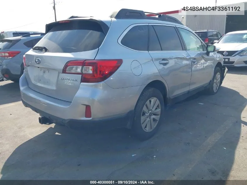 4S4BSAHC4F3361192 2015 Subaru Outback 2.5I Premium