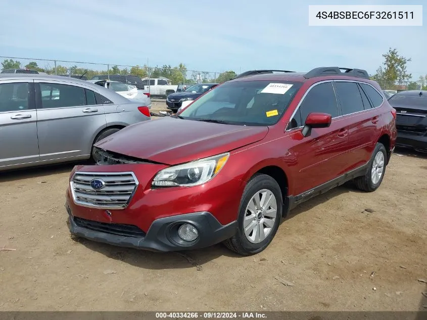 4S4BSBEC6F3261511 2015 Subaru Outback 2.5I Premium