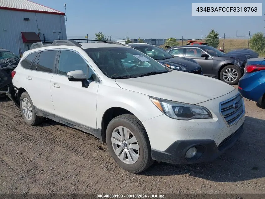 2015 Subaru Outback 2.5I Premium VIN: 4S4BSAFC0F3318763 Lot: 40339199