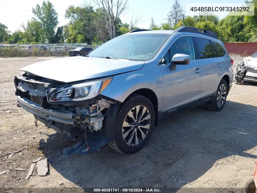 4S4BSBLC9F3345292 2015 Subaru Outback 2.5I Limited