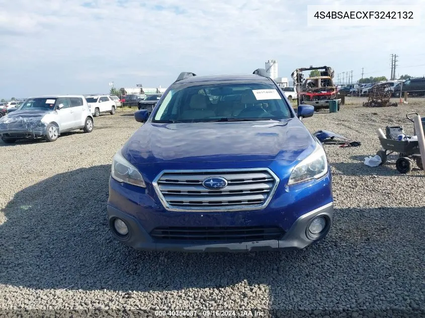 2015 Subaru Outback 2.5I Premium VIN: 4S4BSAECXF3242132 Lot: 40354087