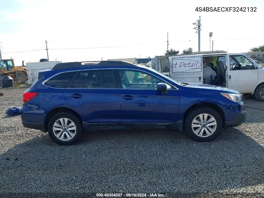 2015 Subaru Outback 2.5I Premium VIN: 4S4BSAECXF3242132 Lot: 40354087