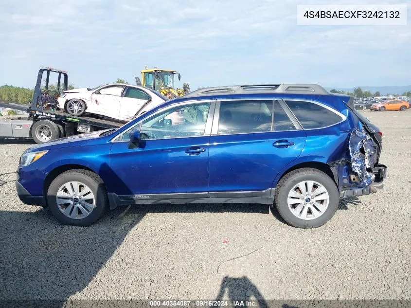 2015 Subaru Outback 2.5I Premium VIN: 4S4BSAECXF3242132 Lot: 40354087