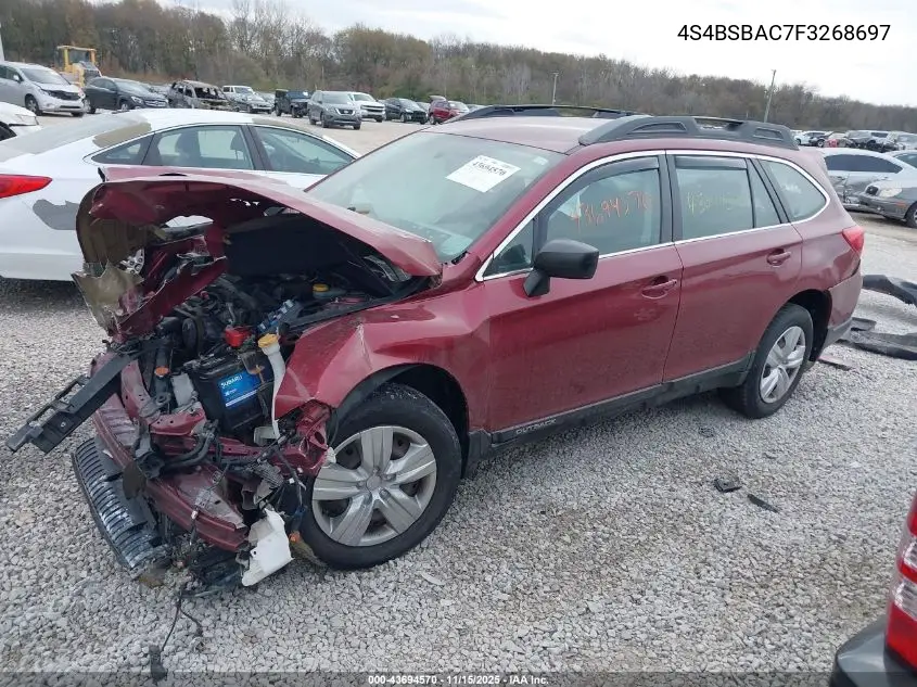 4S4BSBAC7F3268697 2015 Subaru Outback 2.5I
