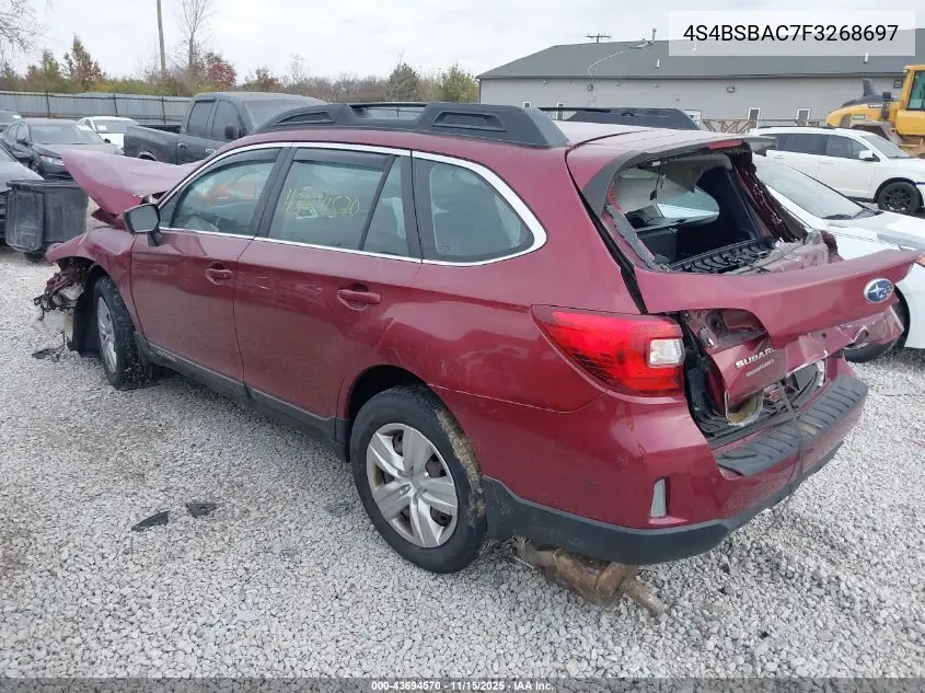 4S4BSBAC7F3268697 2015 Subaru Outback 2.5I
