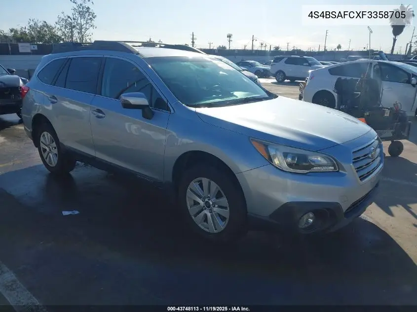 4S4BSAFCXF3358705 2015 Subaru Outback 2.5I Premium