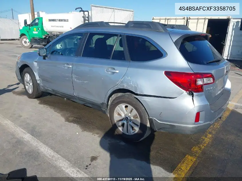 4S4BSAFCXF3358705 2015 Subaru Outback 2.5I Premium
