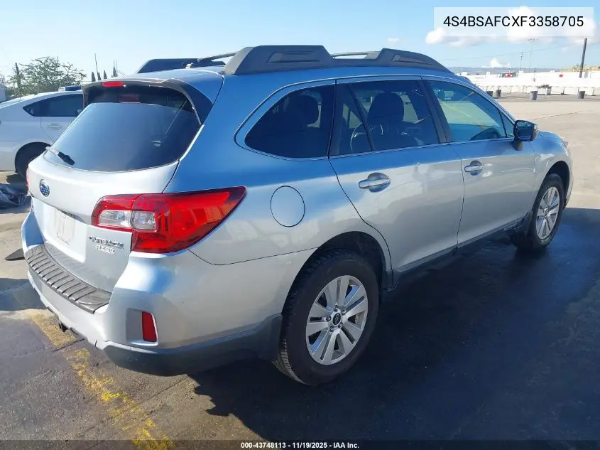 4S4BSAFCXF3358705 2015 Subaru Outback 2.5I Premium