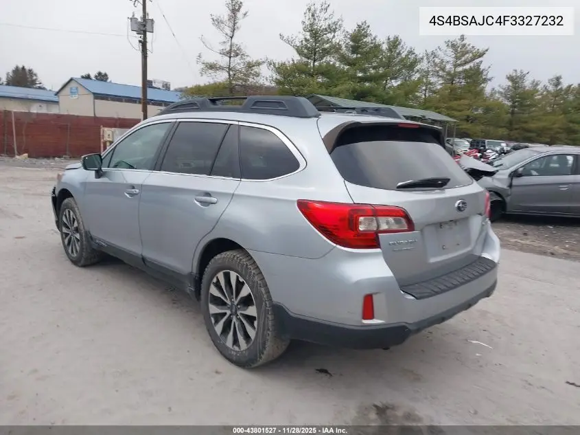 4S4BSAJC4F3327232 2015 Subaru Outback 2.5I Limited