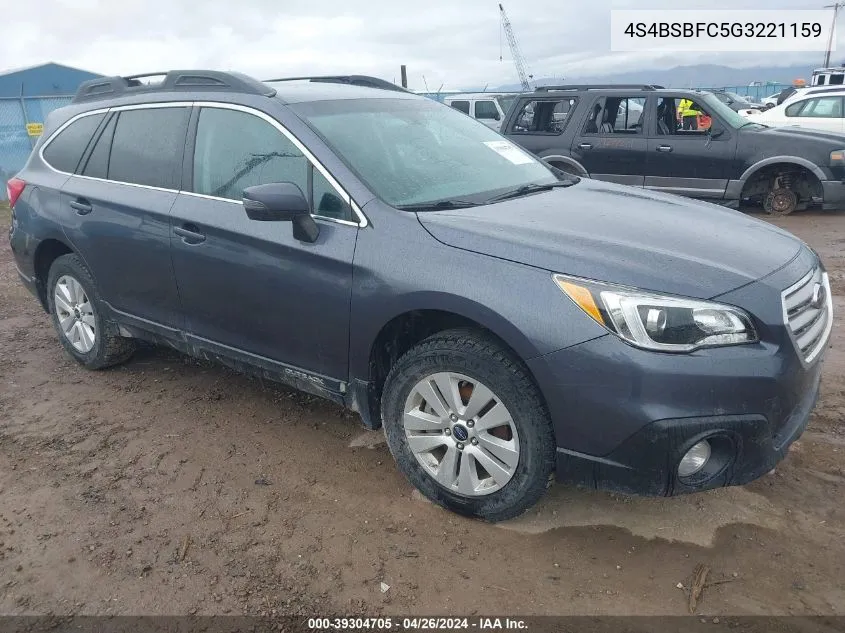 4S4BSBFC5G3221159 2016 Subaru Outback 2.5I Premium