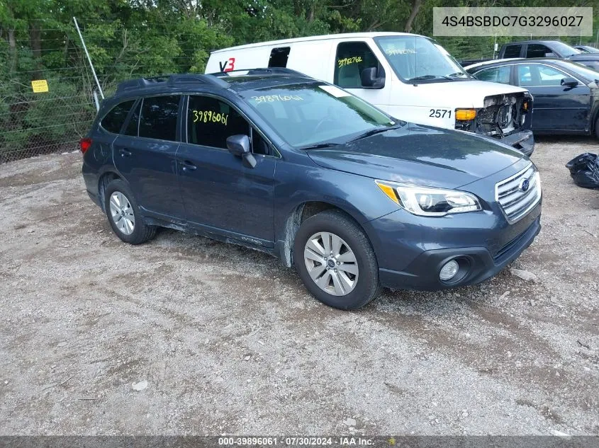 2016 Subaru Outback 2.5I Premium VIN: 4S4BSBDC7G3296027 Lot: 39896061