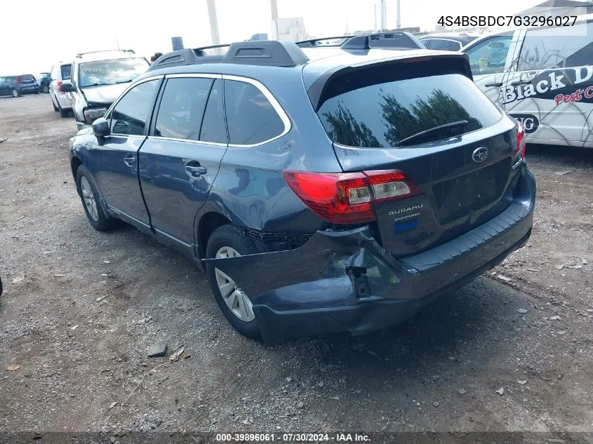 2016 Subaru Outback 2.5I Premium VIN: 4S4BSBDC7G3296027 Lot: 39896061