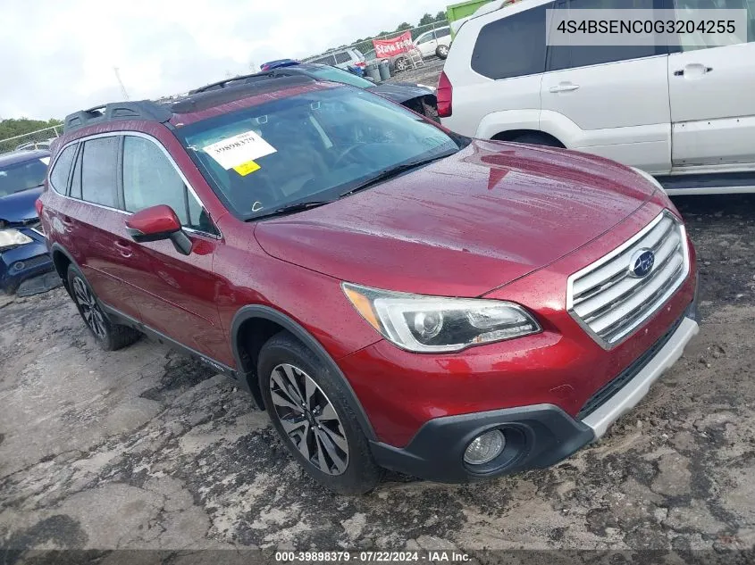 2016 Subaru Outback 3.6R Limited VIN: 4S4BSENC0G3204255 Lot: 39898379