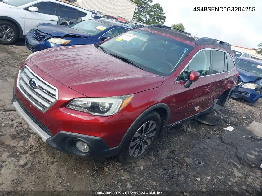 2016 Subaru Outback 3.6R Limited VIN: 4S4BSENC0G3204255 Lot: 39898379