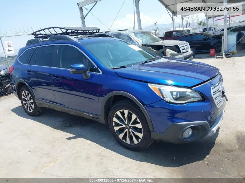 2016 Subaru Outback 2.5I Limited VIN: 4S4BSANC9G3275155 Lot: 39932066