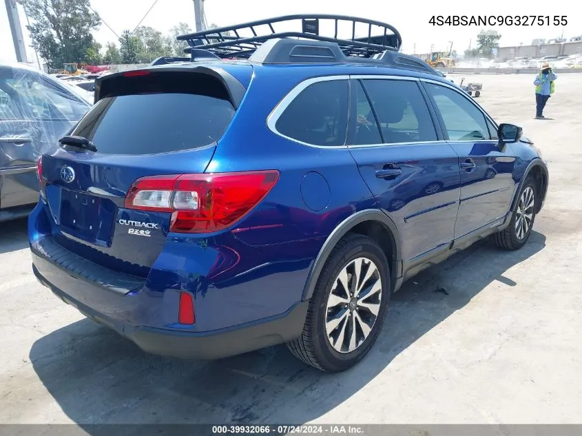 2016 Subaru Outback 2.5I Limited VIN: 4S4BSANC9G3275155 Lot: 39932066