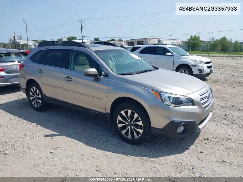 4S4BSANC2G3357938 2016 Subaru Outback 2.5I Limited