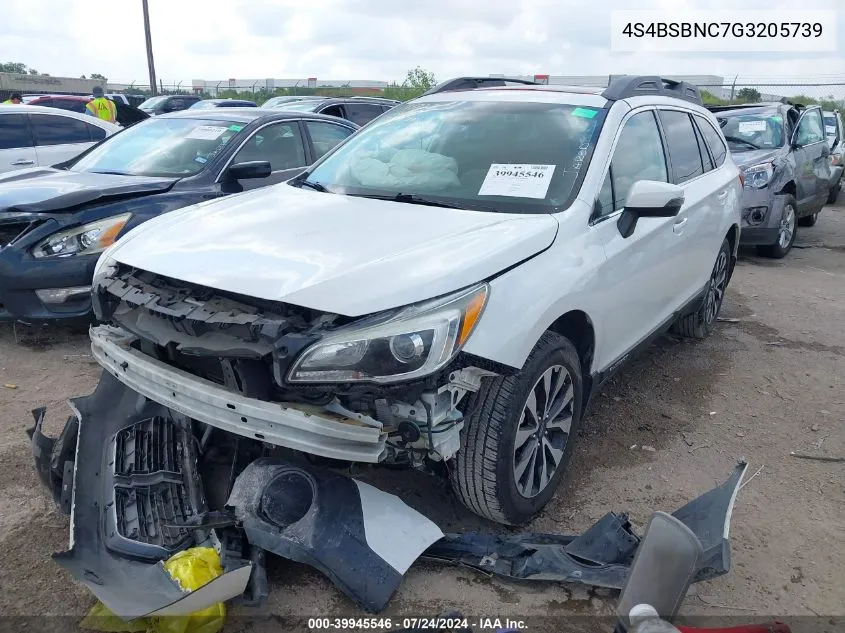 2016 Subaru Outback 2.5I Limited VIN: 4S4BSBNC7G3205739 Lot: 39945546