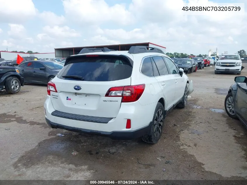 2016 Subaru Outback 2.5I Limited VIN: 4S4BSBNC7G3205739 Lot: 39945546