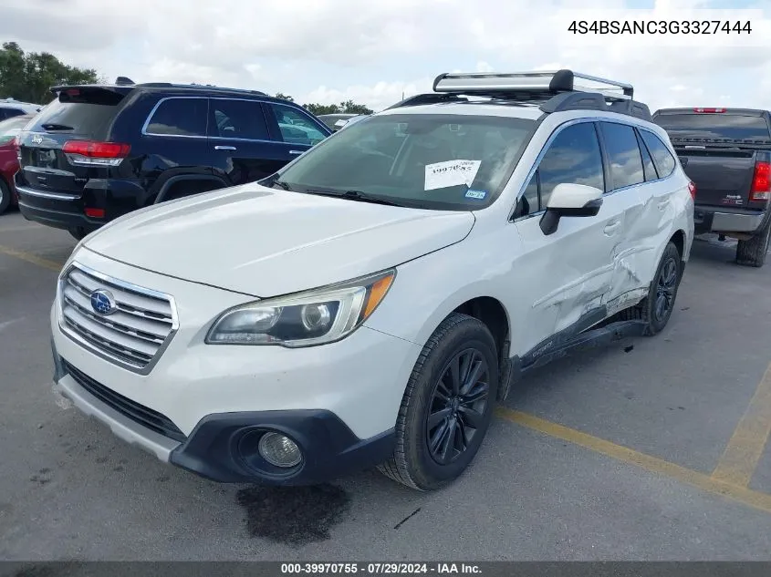 2016 Subaru Outback 2.5I Limited VIN: 4S4BSANC3G3327444 Lot: 39970755