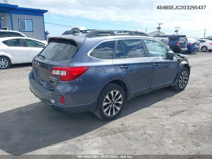 2016 Subaru Outback 3.6R Limited VIN: 4S4BSEJC2G3295437 Lot: 40022961