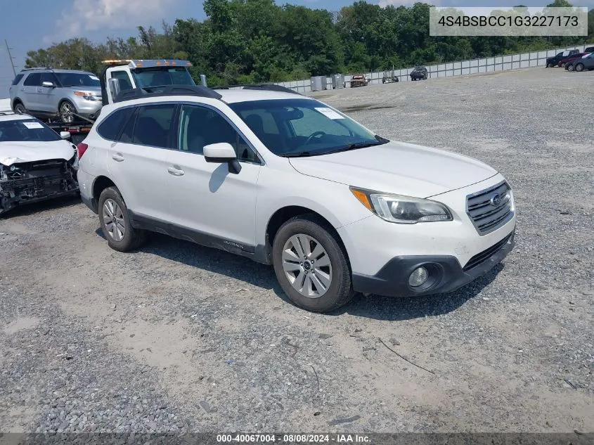 2016 Subaru Outback 2.5I Premium VIN: 4S4BSBCC1G3227173 Lot: 40067004