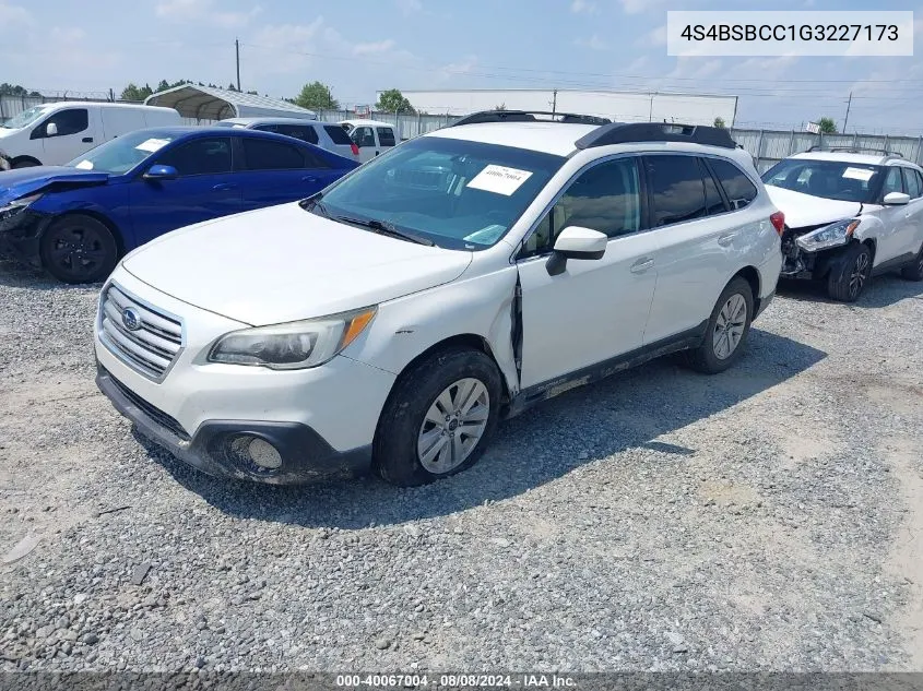 4S4BSBCC1G3227173 2016 Subaru Outback 2.5I Premium