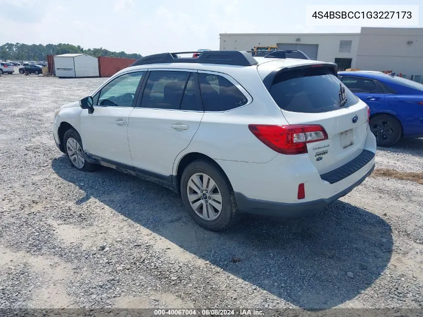 2016 Subaru Outback 2.5I Premium VIN: 4S4BSBCC1G3227173 Lot: 40067004