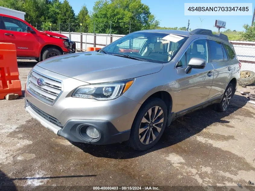 4S4BSANC7G3347485 2016 Subaru Outback 2.5I Limited