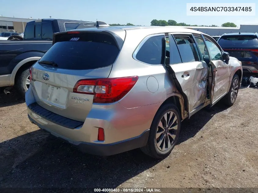 2016 Subaru Outback 2.5I Limited VIN: 4S4BSANC7G3347485 Lot: 40080403