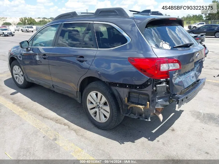 2016 Subaru Outback 2.5I Premium VIN: 4S4BSBFC9G3225375 Lot: 40103547