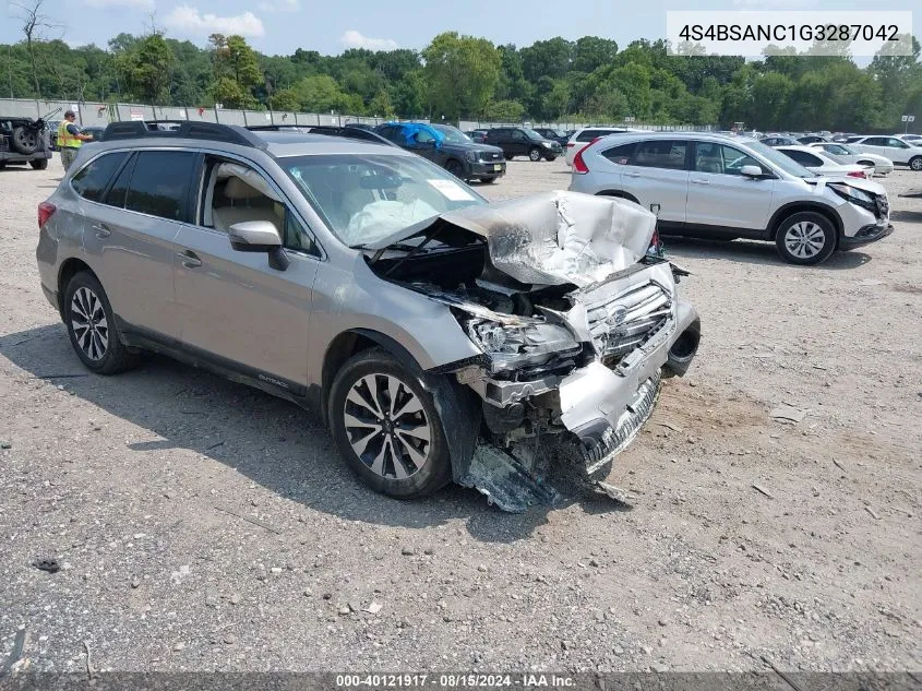 2016 Subaru Outback 2.5I Limited VIN: 4S4BSANC1G3287042 Lot: 40121917