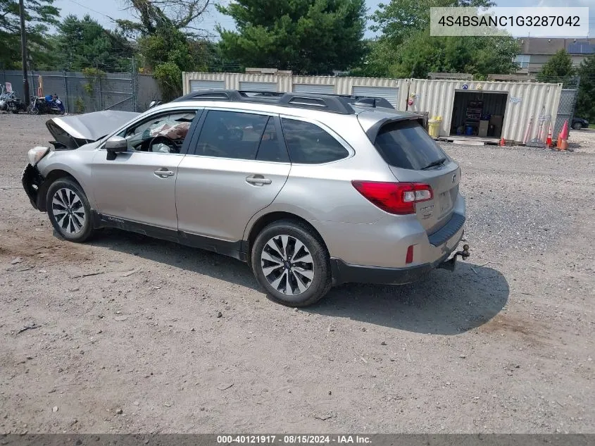 2016 Subaru Outback 2.5I Limited VIN: 4S4BSANC1G3287042 Lot: 40121917