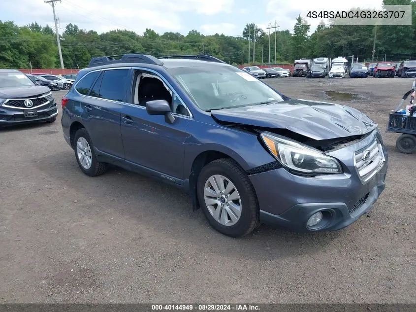 2016 Subaru Outback 2.5I Premium VIN: 4S4BSADC4G3263707 Lot: 40144949