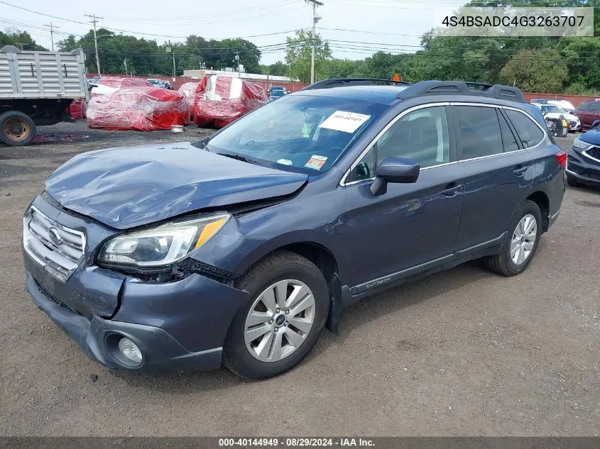 2016 Subaru Outback 2.5I Premium VIN: 4S4BSADC4G3263707 Lot: 40144949