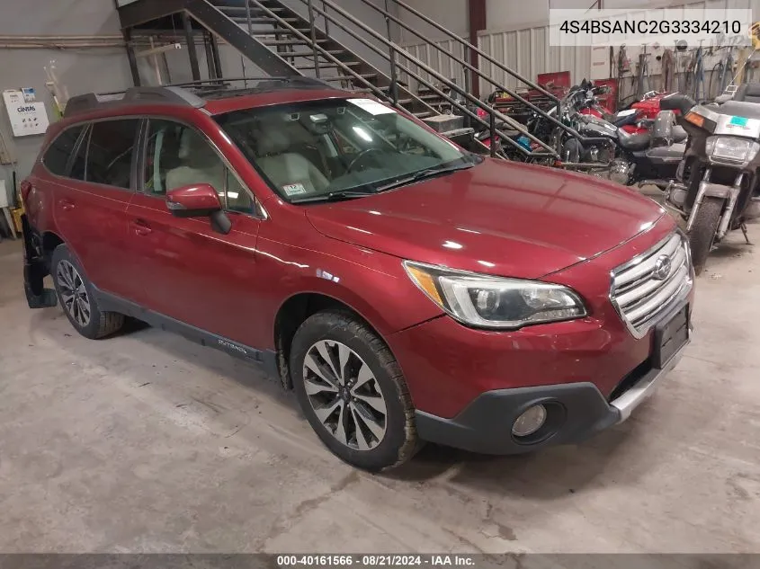 2016 Subaru Outback 2.5I Limited VIN: 4S4BSANC2G3334210 Lot: 40161566