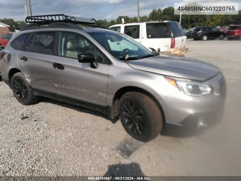 2016 Subaru Outback 2.5I Limited VIN: 4S4BSBNC6G3220765 Lot: 40163667