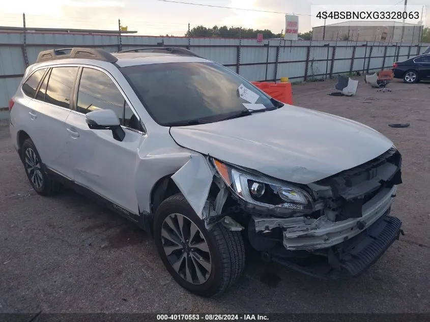 2016 Subaru Outback 2.5I Limited VIN: 4S4BSBNCXG3328063 Lot: 40170553