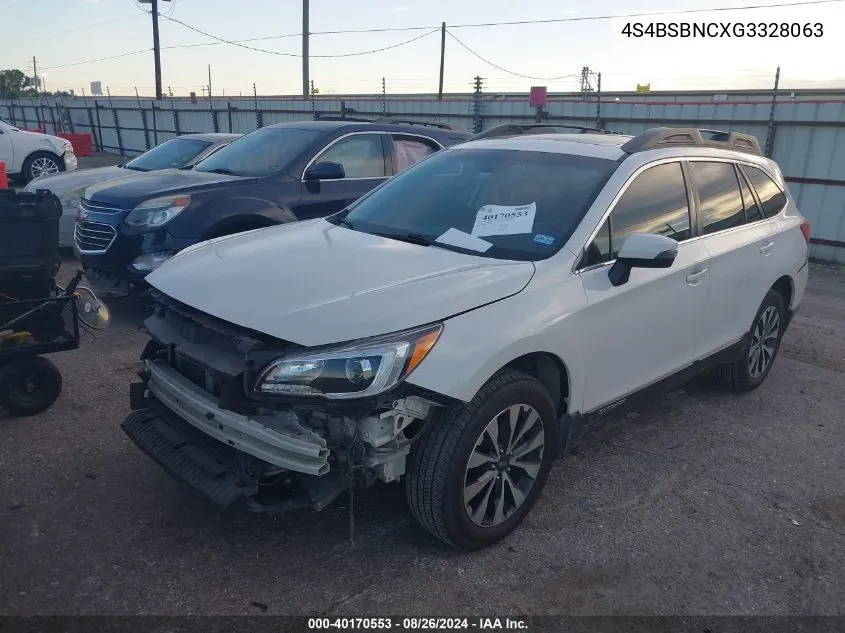 2016 Subaru Outback 2.5I Limited VIN: 4S4BSBNCXG3328063 Lot: 40170553