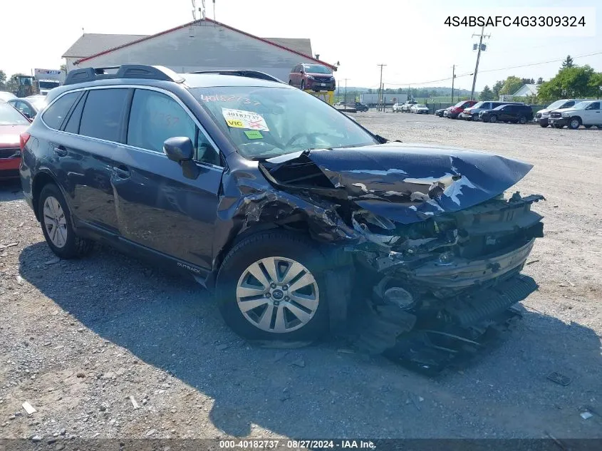 2016 Subaru Outback 2.5I Premium VIN: 4S4BSAFC4G3309324 Lot: 40182737